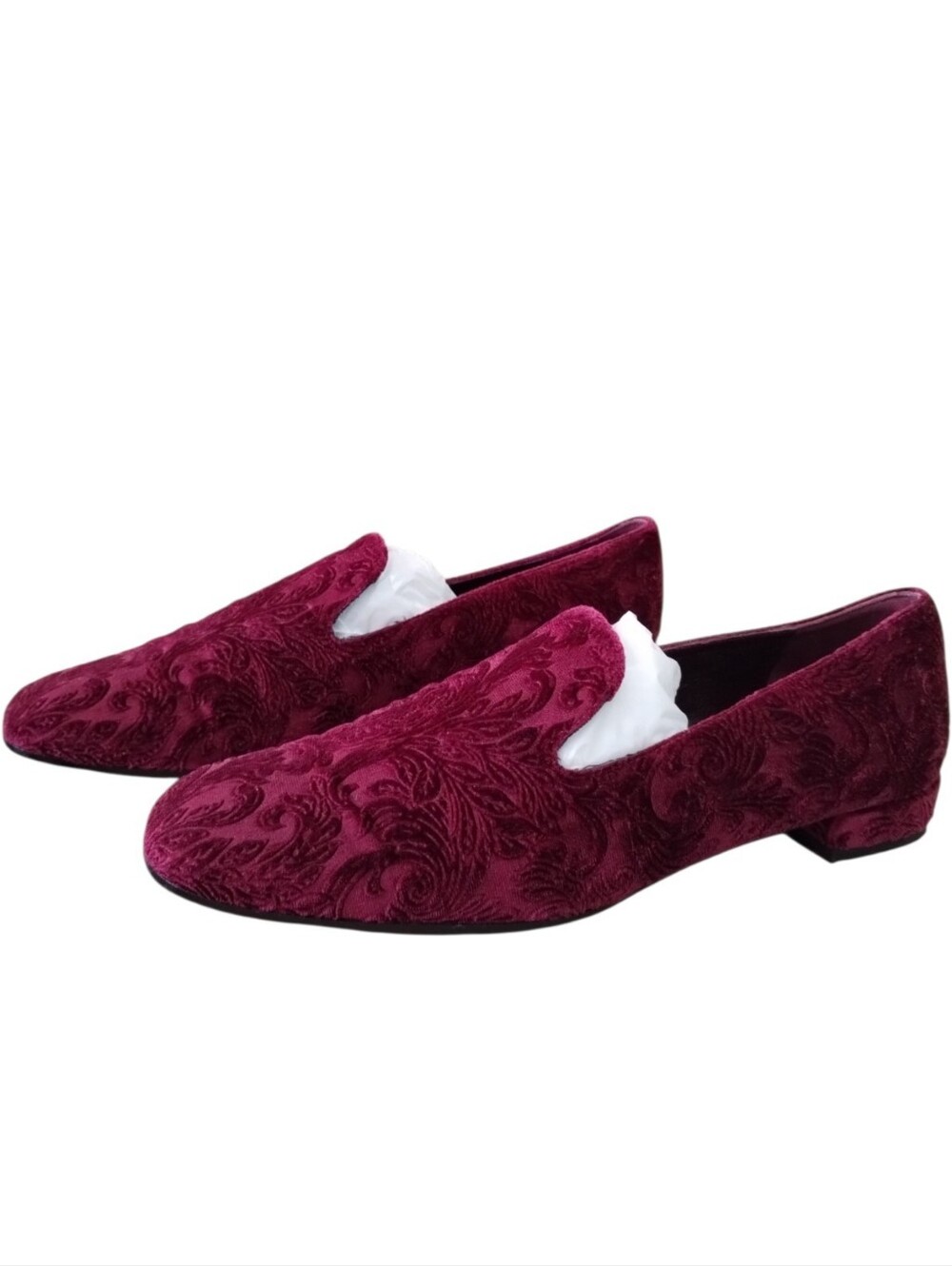 Stuart Weitzman Arky Embossed Velvet Loafers Purple In Plum Women's 8 Boho